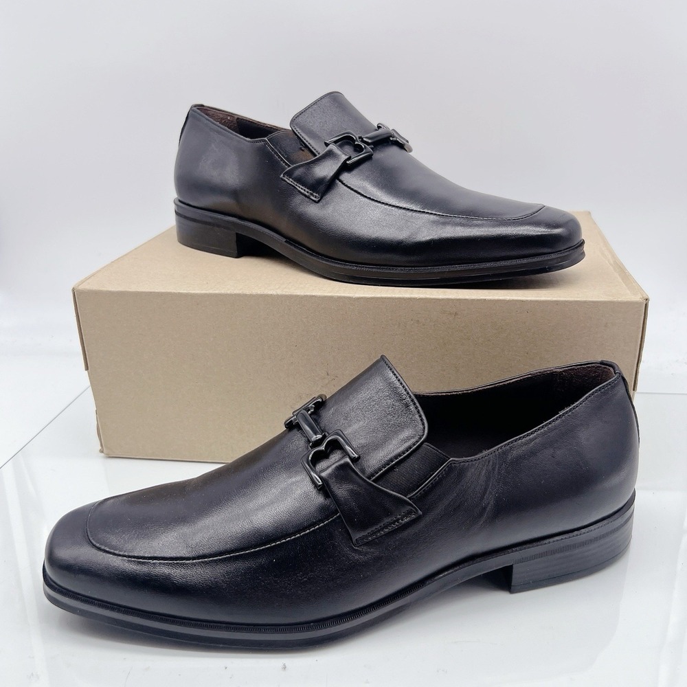 Bruno Magli Pittobit Men's Dress Casual Slip On Loafers Black Leather US 10
